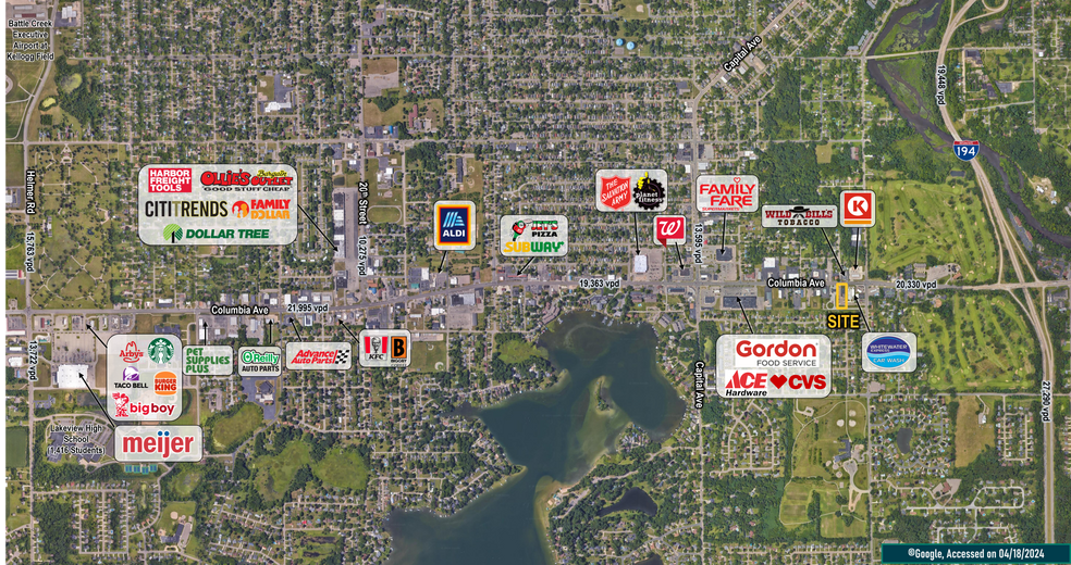 204 E Columbia Ave, Battle Creek, MI for sale - Aerial - Image 3 of 3