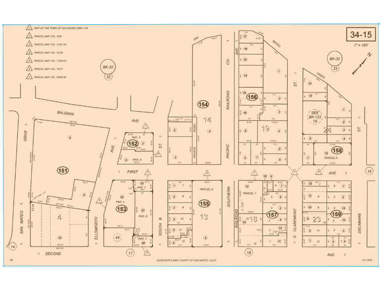 101-107 S B St, San Mateo, CA for lease - Plat Map - Image 2 of 5