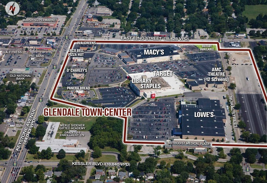 6101-1659 N Keystone Ave, Indianapolis, IN à louer - Aérien - Image 2 de 5