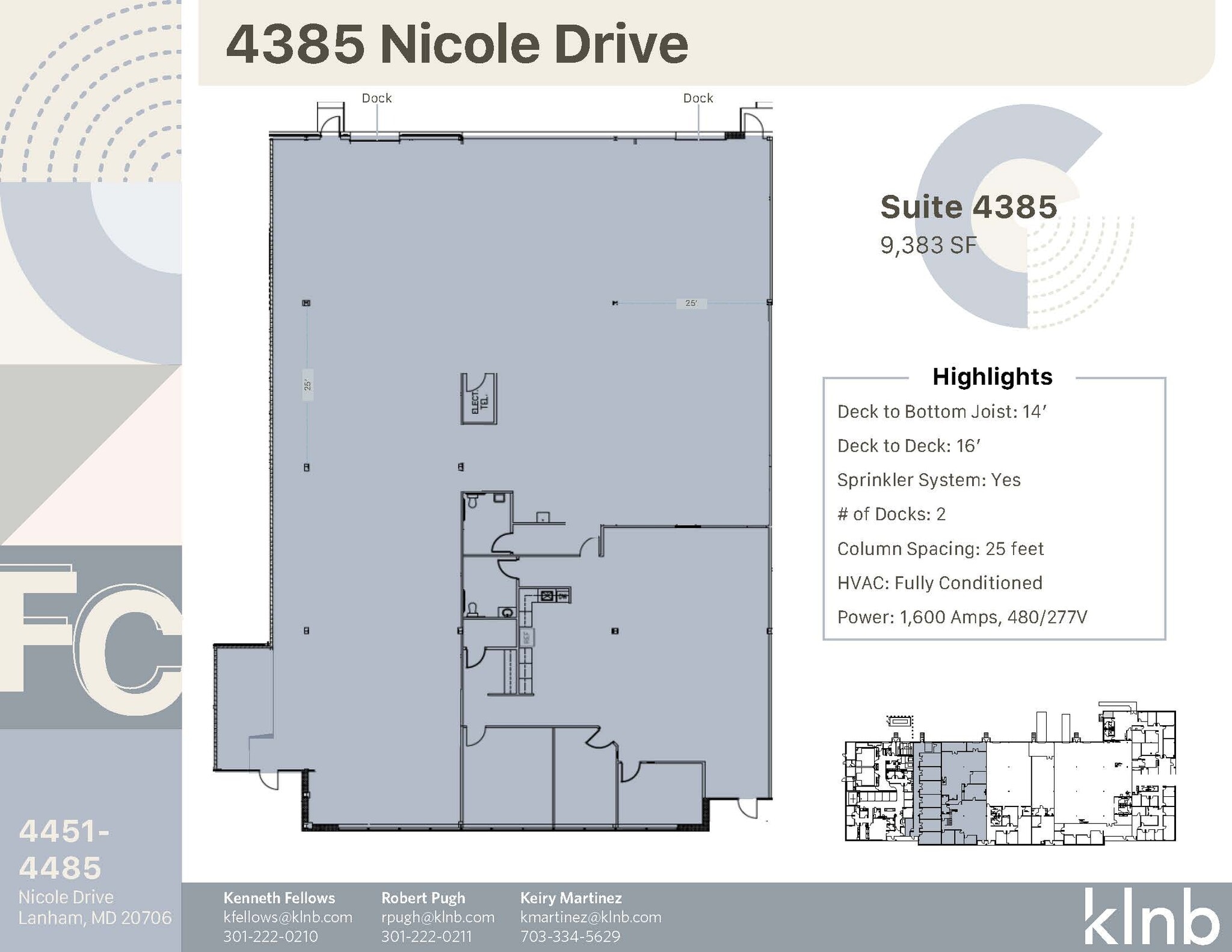 4351-4395 Nicole Dr, Lanham, MD à louer Plan d’étage- Image 1 de 1