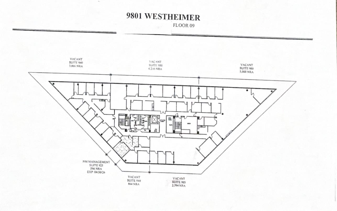9801 Westheimer Rd, Houston, TX à louer Plan d’étage- Image 1 de 1