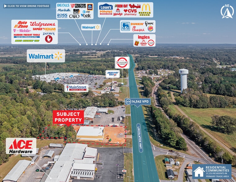 2301 Lincolnton Hwy, Cherryville, NC à vendre - Aérien - Image 3 de 4