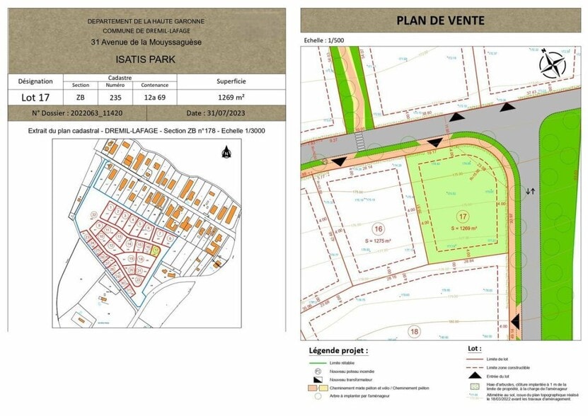 Land in Drémil-Lafage for sale - Site Plan - Image 2 of 3