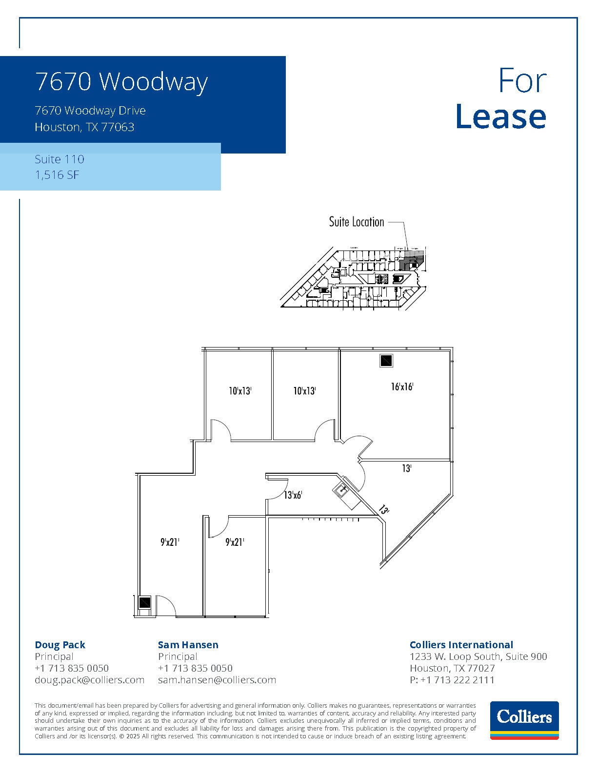 7670 Woodway Dr, Houston, TX à louer Plan d’étage- Image 1 de 1
