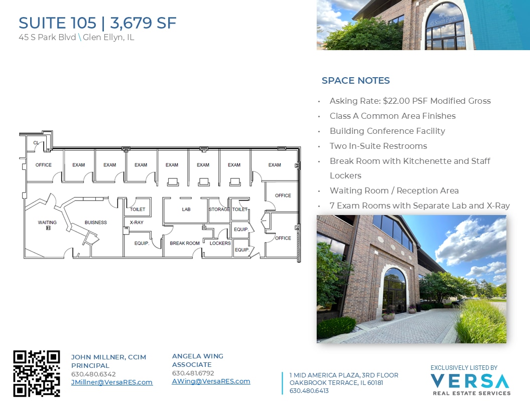 45 S Park Blvd, Glen Ellyn, IL à louer Plan d’étage- Image 1 de 1