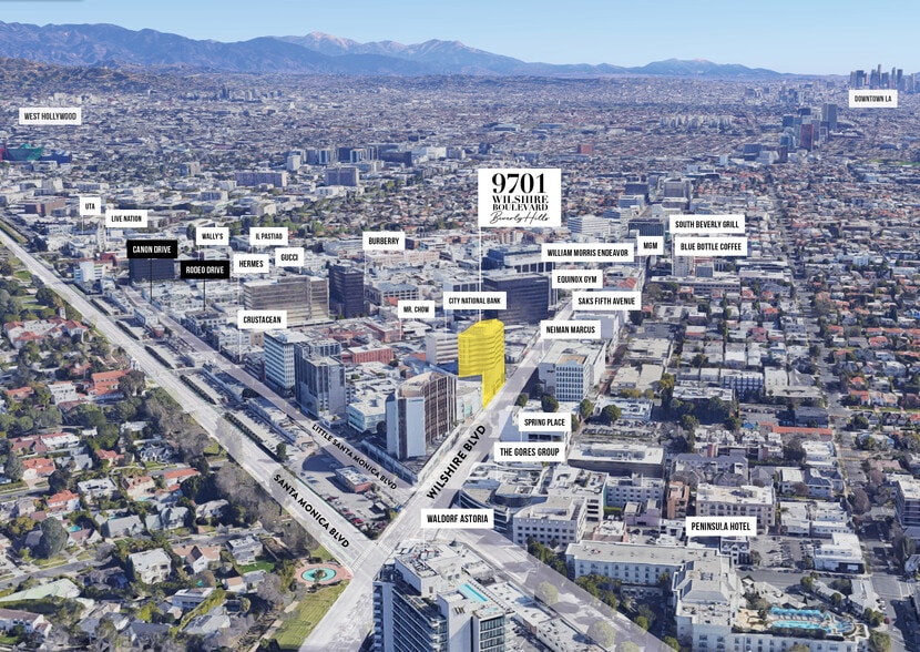 9701 Wilshire Blvd, Beverly Hills, CA for lease - Aerial - Image 2 of 13