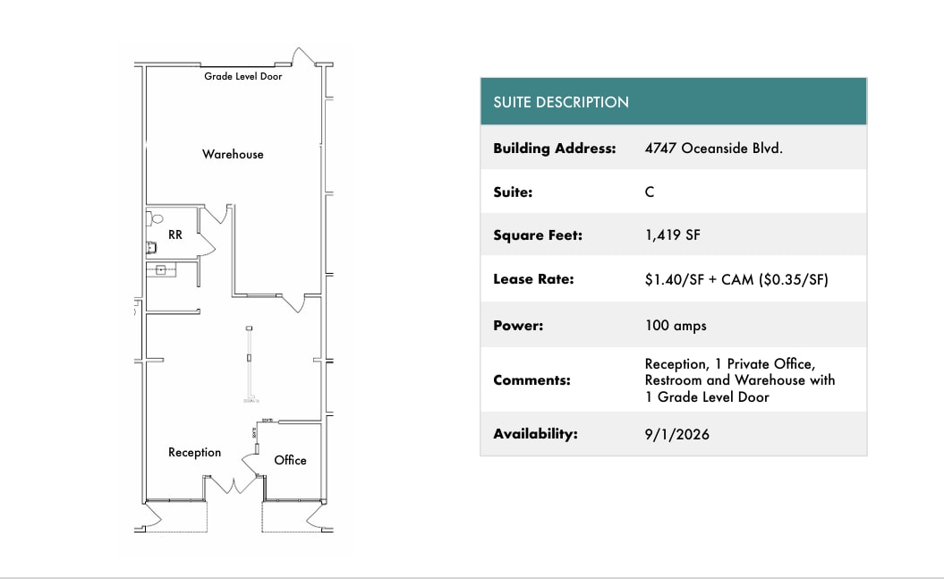 1818 Peacock Blvd, Oceanside, CA for lease Floor Plan- Image 1 of 1