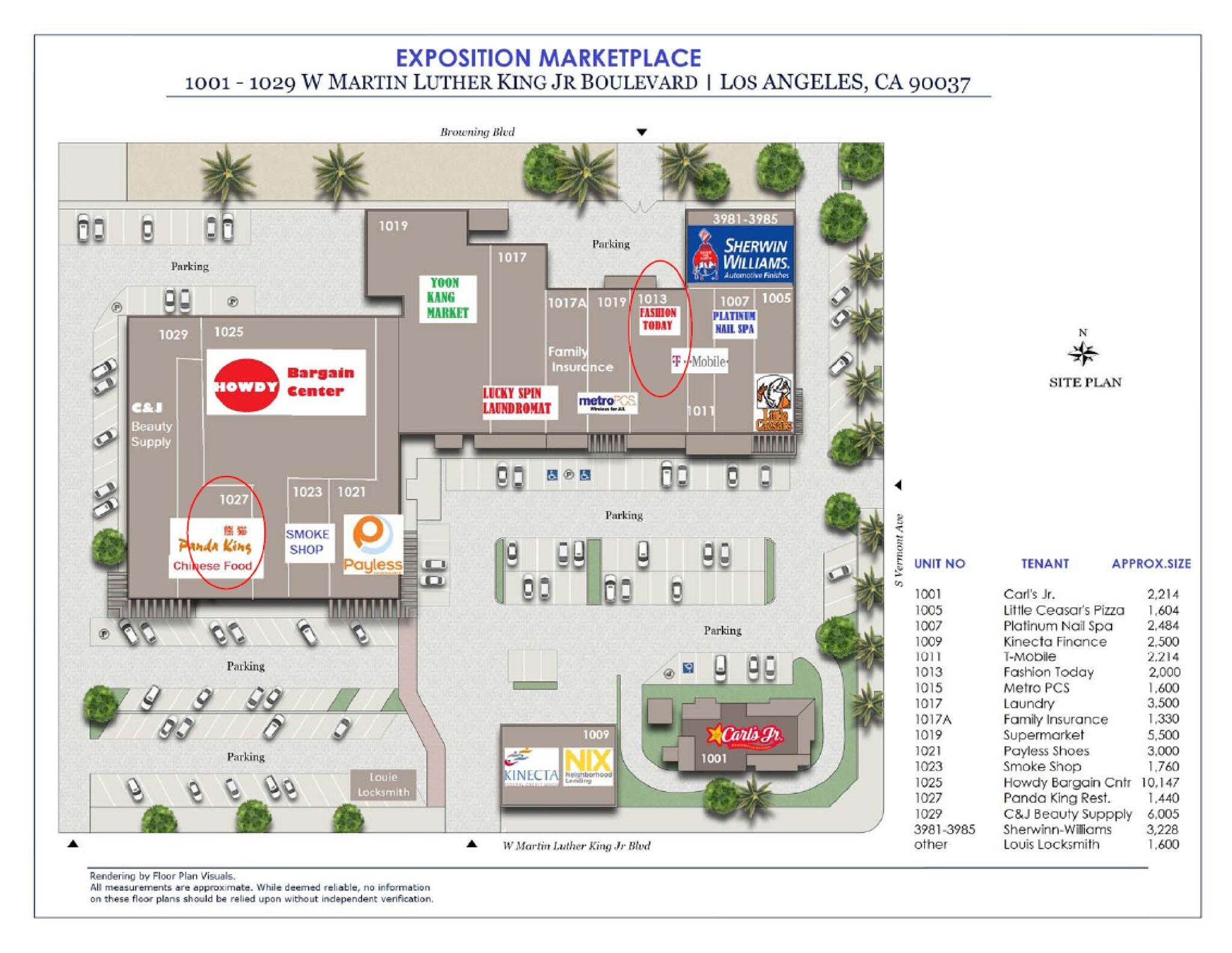 1007-1023 W Martin Luther King Jr Blvd, Los Angeles, CA à louer Plan de site- Image 1 de 4