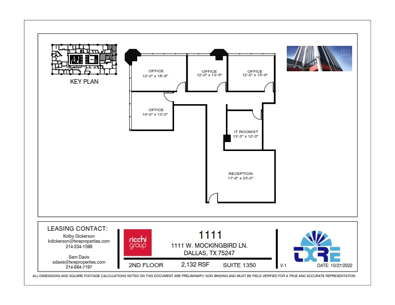 1111 W Mockingbird Ln, Dallas, TX à louer Plan d’étage- Image 1 de 1