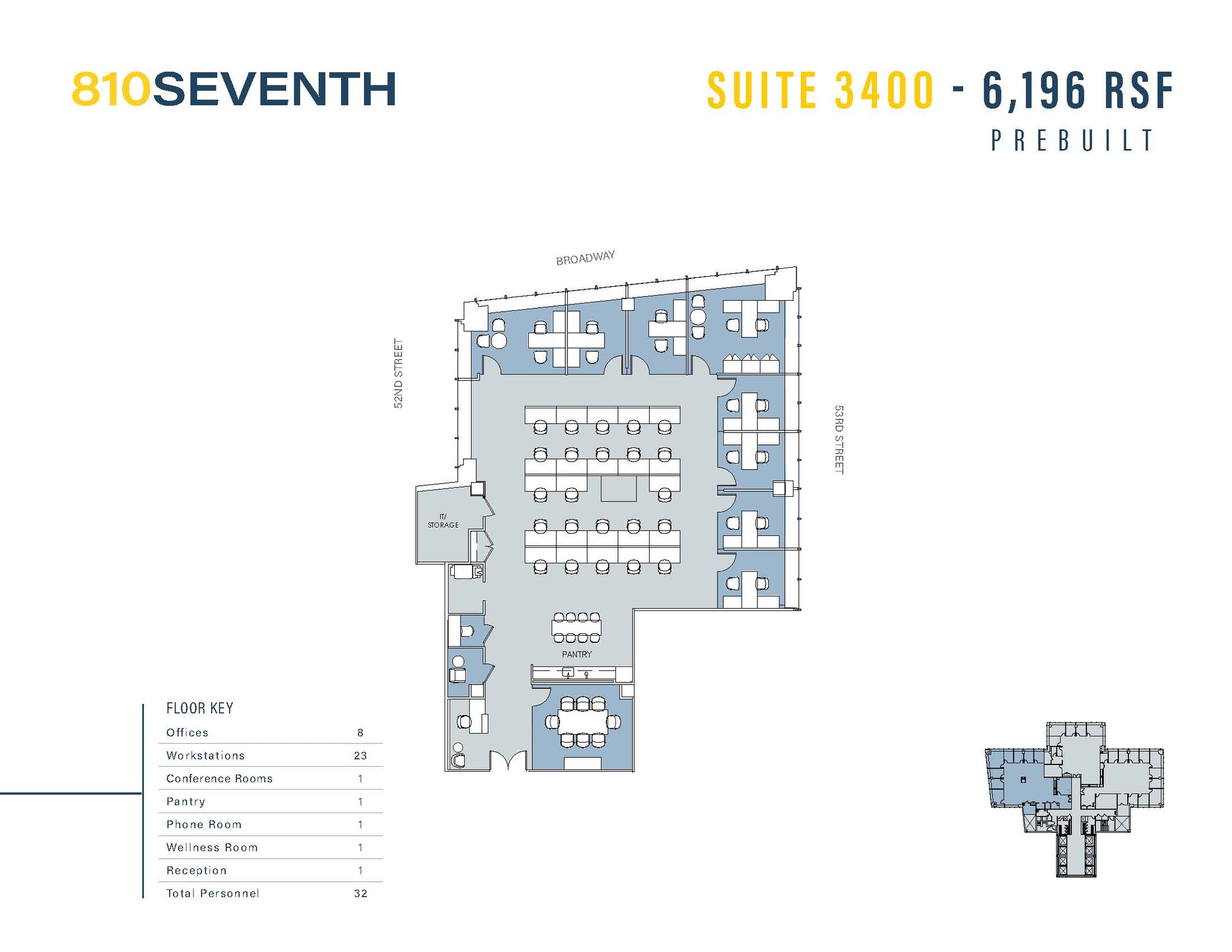 810 Seventh Ave, New York, NY à louer Plan d  tage- Image 1 de 1