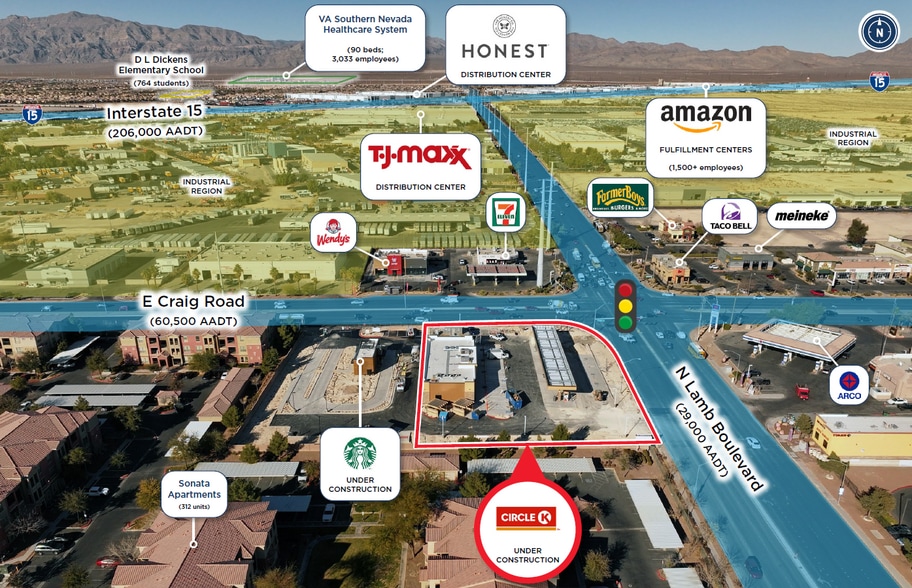 E Craig Rd & N Lamb blvd, North Las Vegas, NV for sale - Aerial - Image 3 of 7