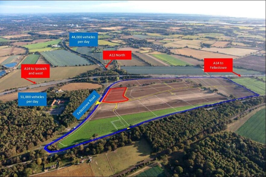 Felixstowe Rd, Nacton à vendre - Aérien - Image 1 de 2