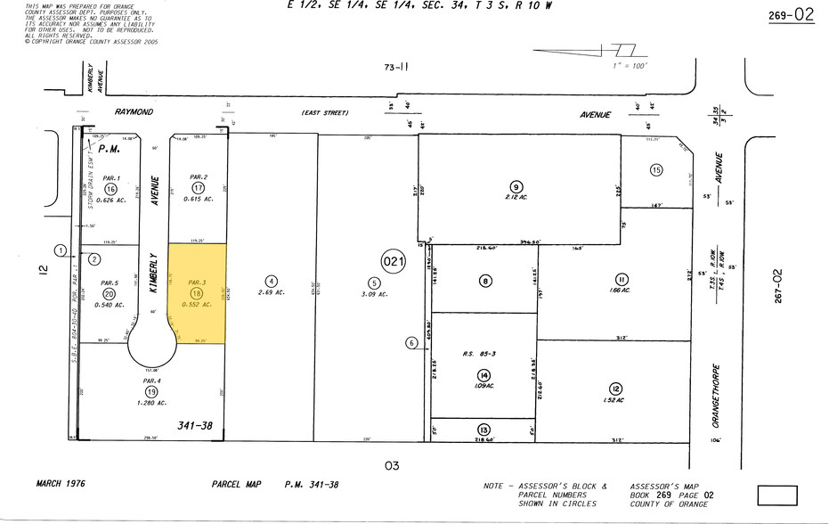 1100 E Kimberly Ave, Anaheim, CA for sale - Plat Map - Image 2 of 4