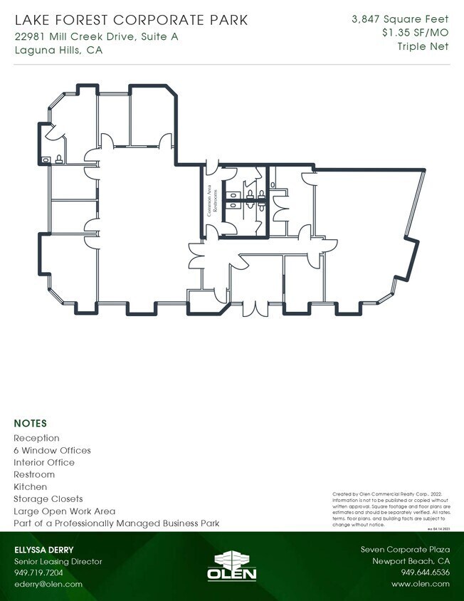 22981 Mill Creek Dr, Laguna Hills, CA à louer Plan d’étage- Image 1 de 1