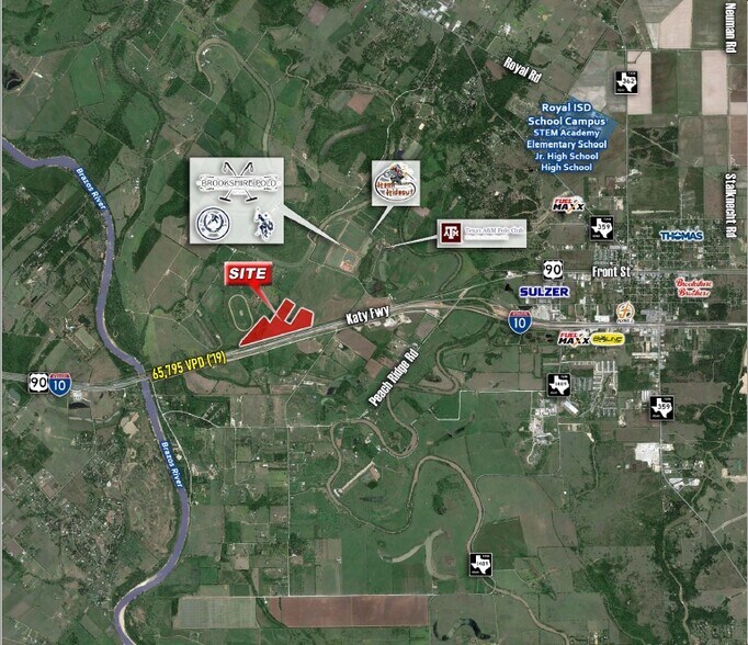I-10 & Peach Ridge Rd, Brookshire, TX à vendre - Aérien - Image 2 de 2