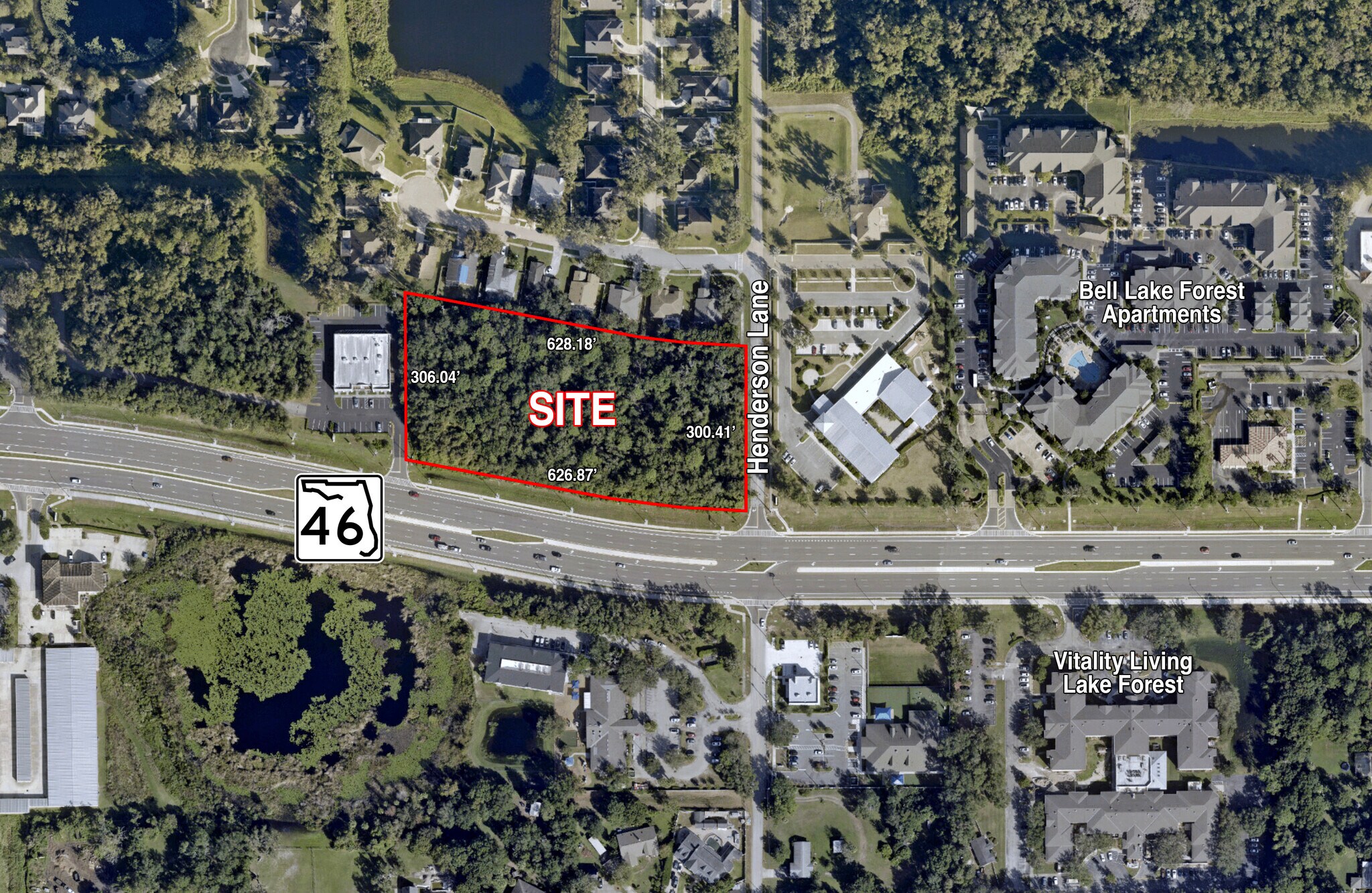 SR 46 & Henderson Lane, Sanford, FL for sale Aerial- Image 1 of 2
