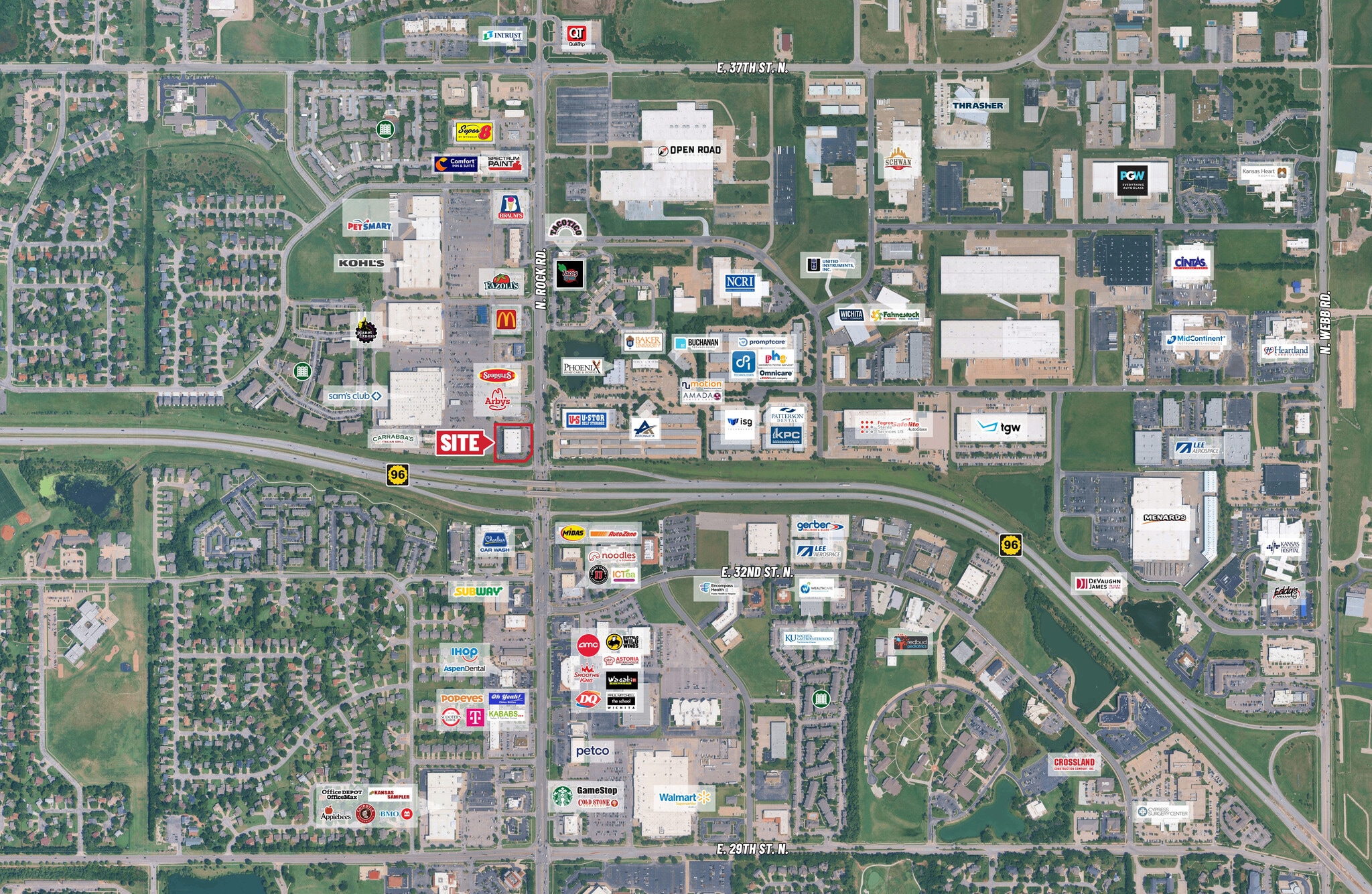 3411 N Rock Rd, Wichita, KS for lease Aerial- Image 1 of 4