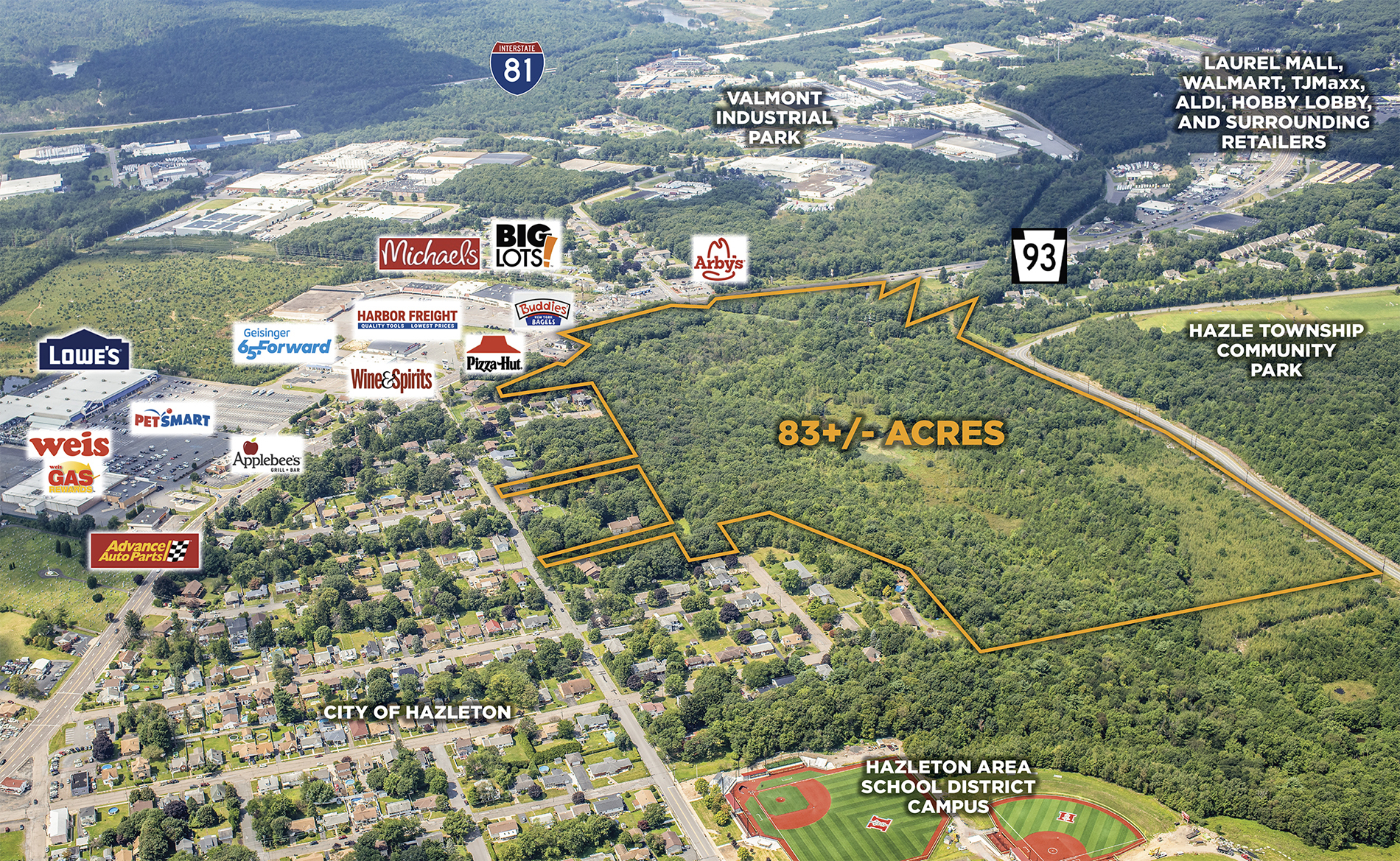 Route 93, West Hazleton, PA for sale Aerial- Image 1 of 2