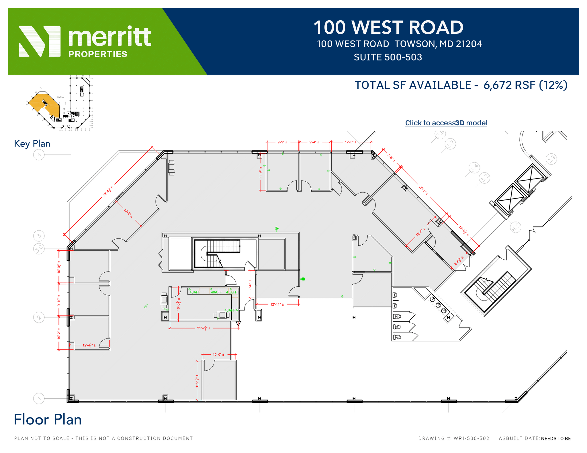 100 West Rd, Towson, MD à louer Plan d  tage- Image 1 de 1