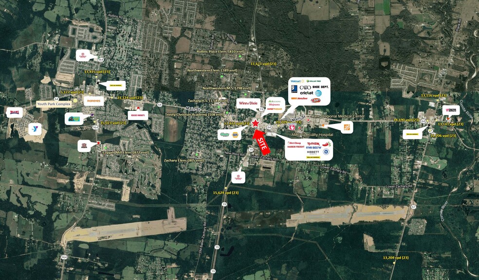 5037 Main St, Zachary, LA for lease - Aerial - Image 2 of 3