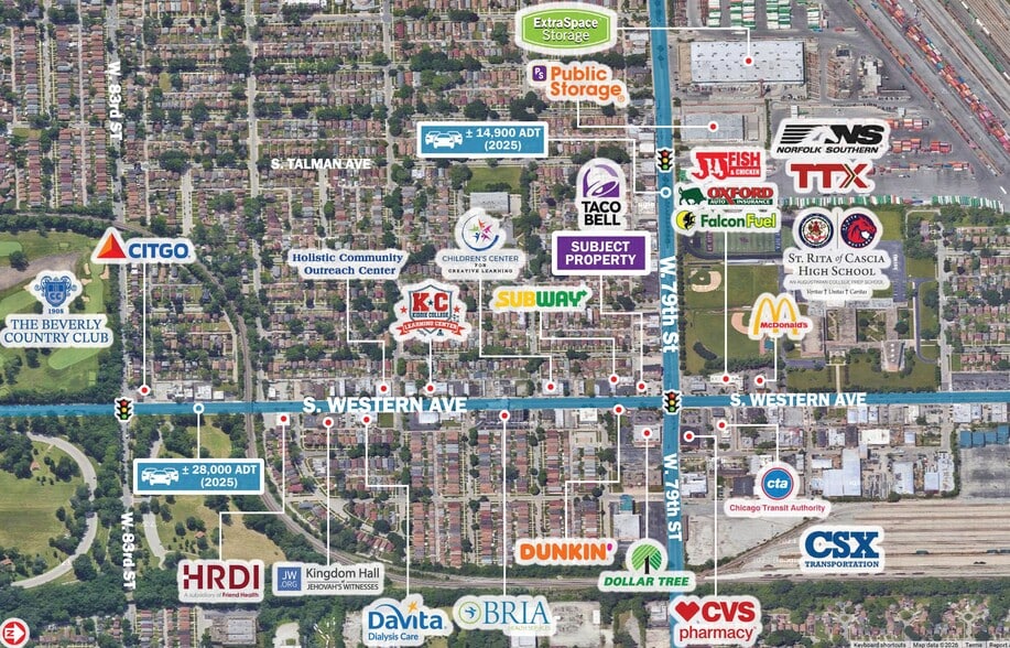 7906 S Western Ave, Chicago, IL à vendre - Aérien - Image 2 de 5
