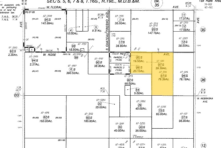 1 W Rose Ave, Caruthers, CA à vendre - Plan cadastral - Image 2 de 2