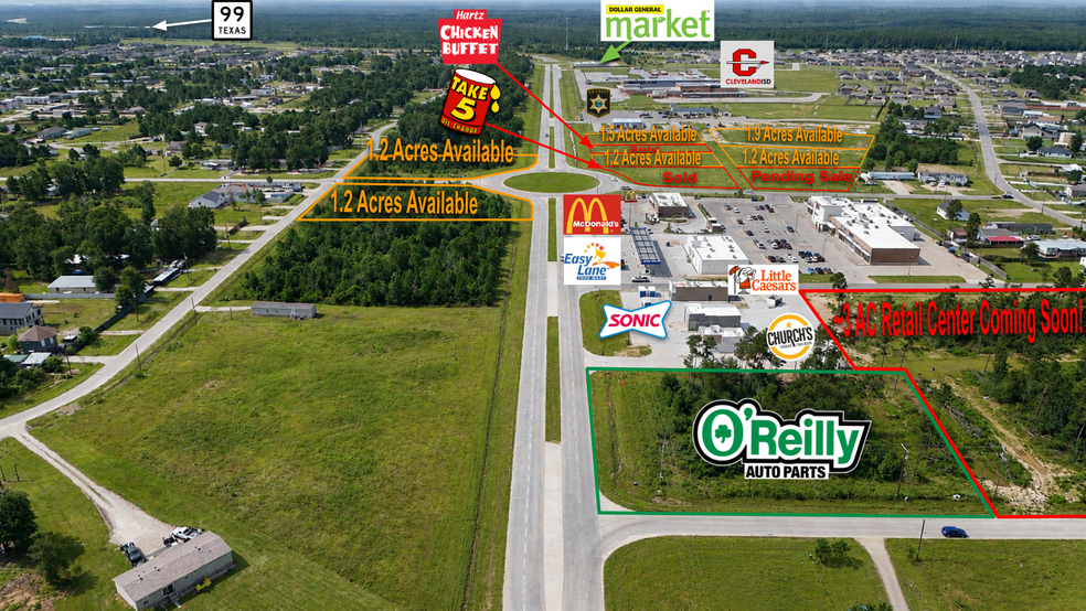 Commercial Corner- San Marcos & San Felipe, Cleveland, TX for sale - Aerial - Image 2 of 16