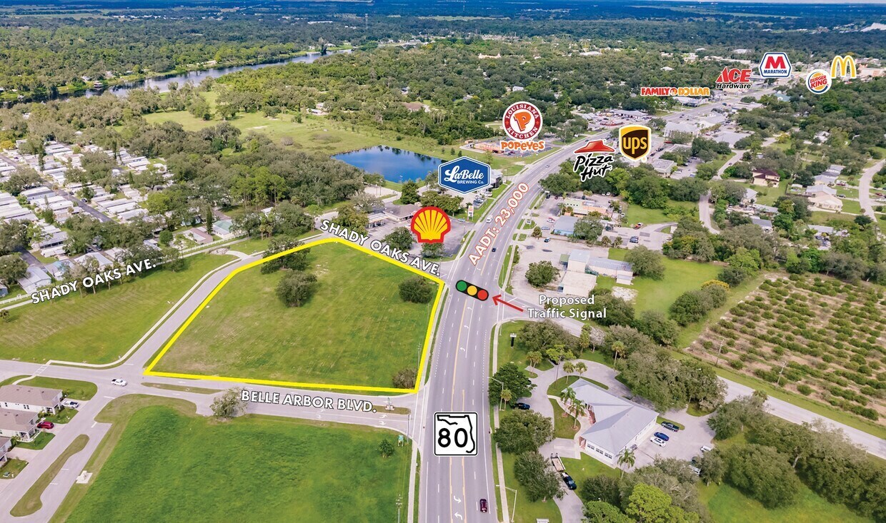 W. Hickpochee Ave. & Shady Oaks Ave, LaBelle, FL à vendre Aérien- Image 1 de 8