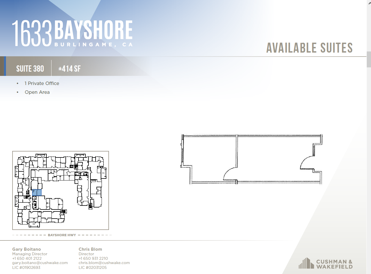 1633 Bayshore Hwy, Burlingame, CA à louer Plan d’étage- Image 1 de 1