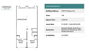 2120 W Mission Rd, Escondido, CA à louer Plan d  tage- Image 1 de 1