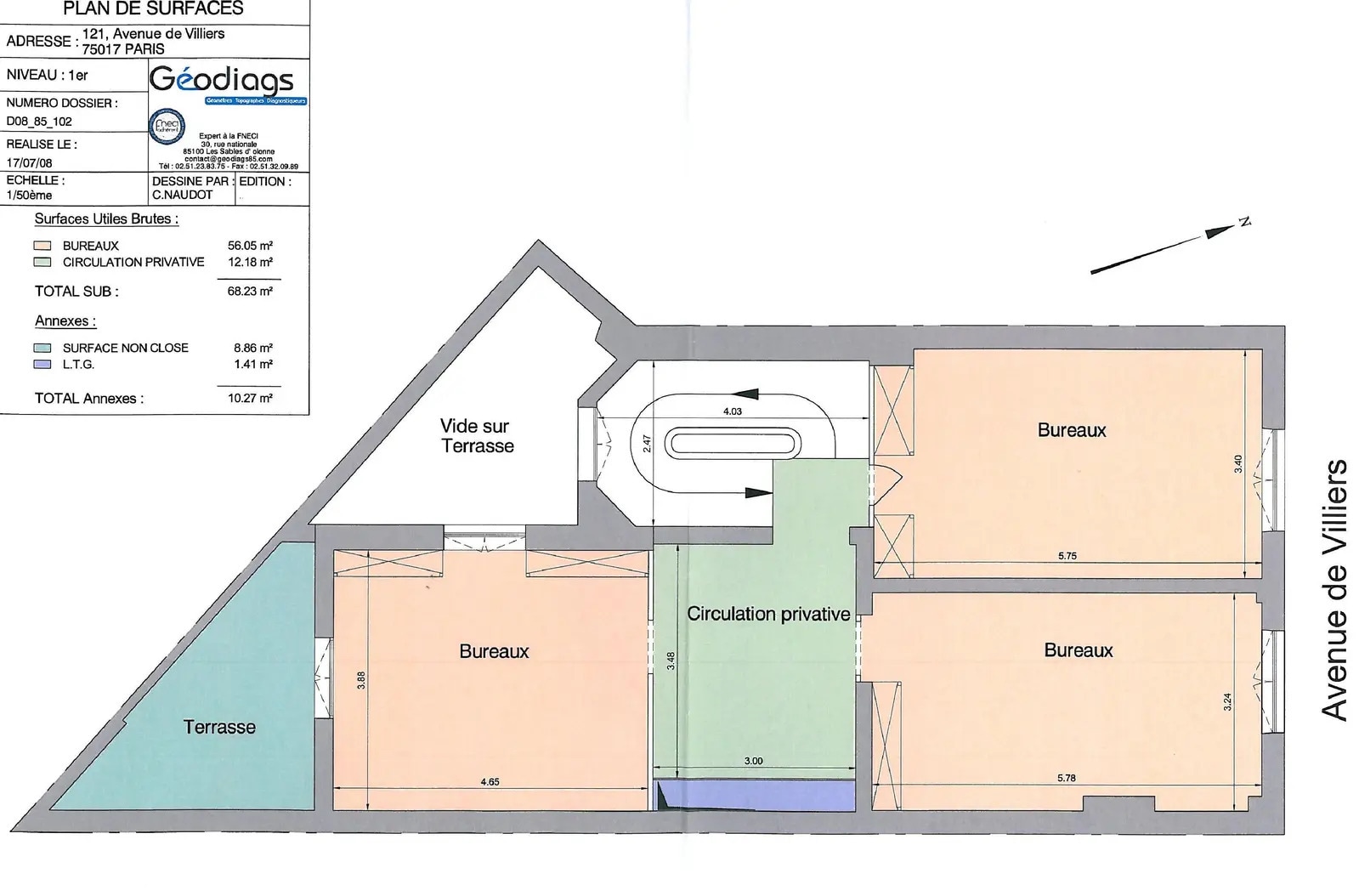 121 Avenue De Villiers, Paris à vendre Plan d’étage- Image 1 de 2