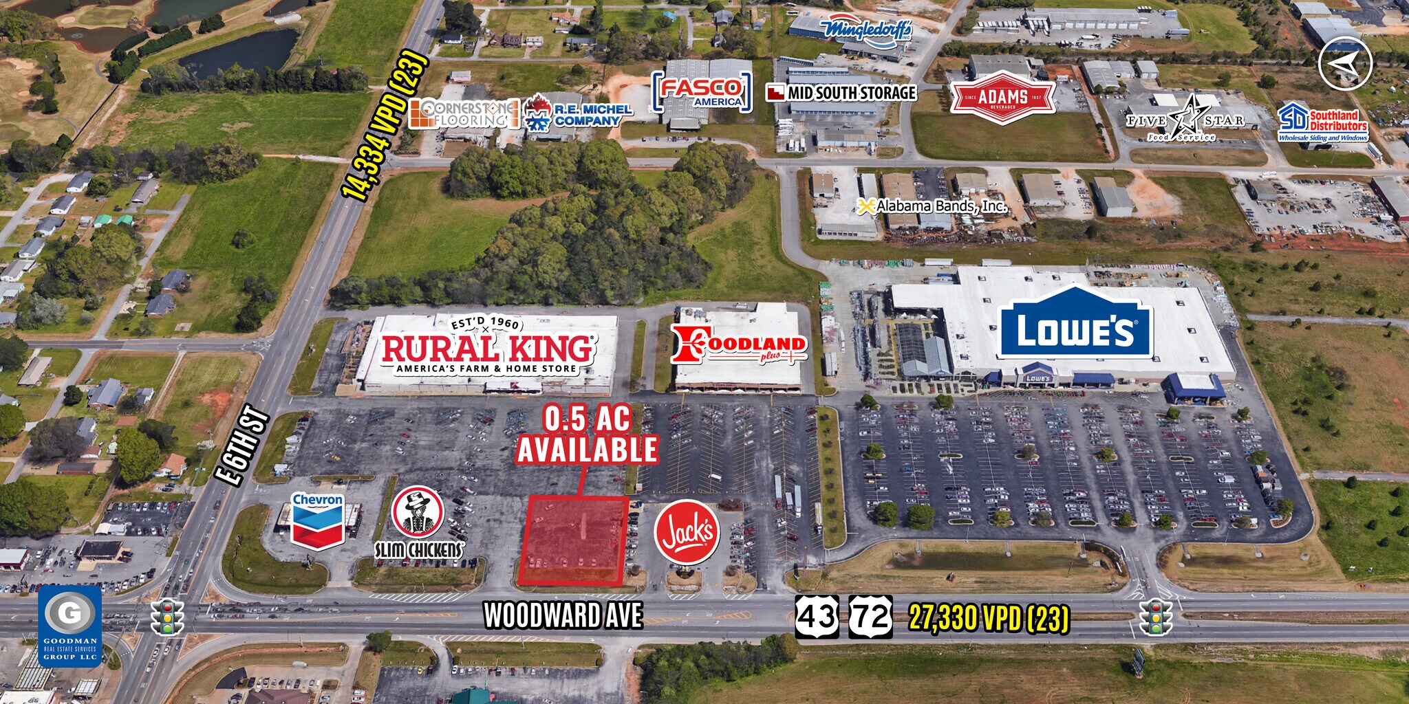 Woodward Avenue, Muscle Shoals, AL à vendre Aérien- Image 1 de 4