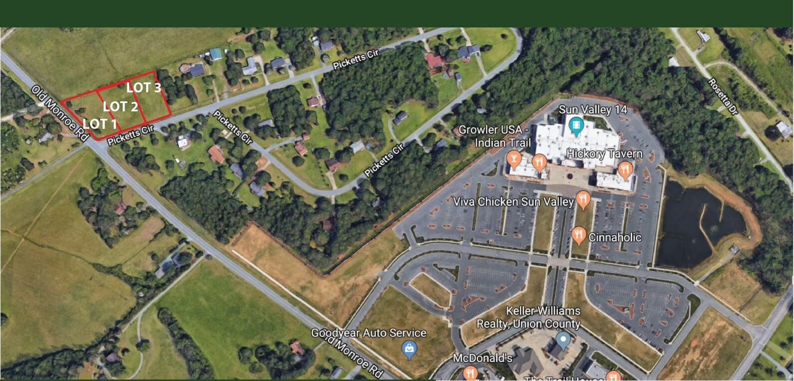 Old Monroe Rd And Picketts Cir, Indian Trail, NC à vendre Aérien- Image 1 de 2