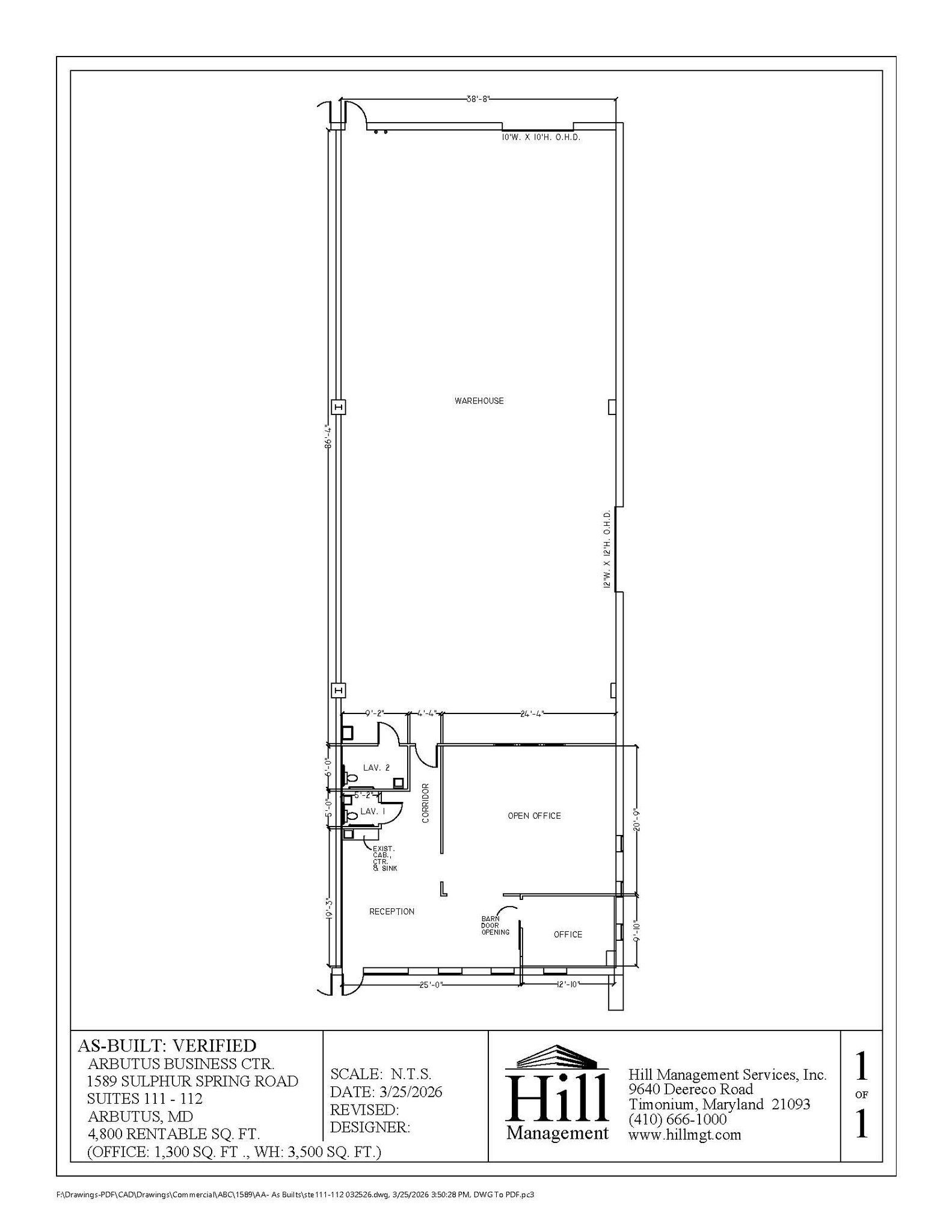 1589 Sulphur Spring Rd, Arbutus, MD à louer Plan d’étage- Image 1 de 1