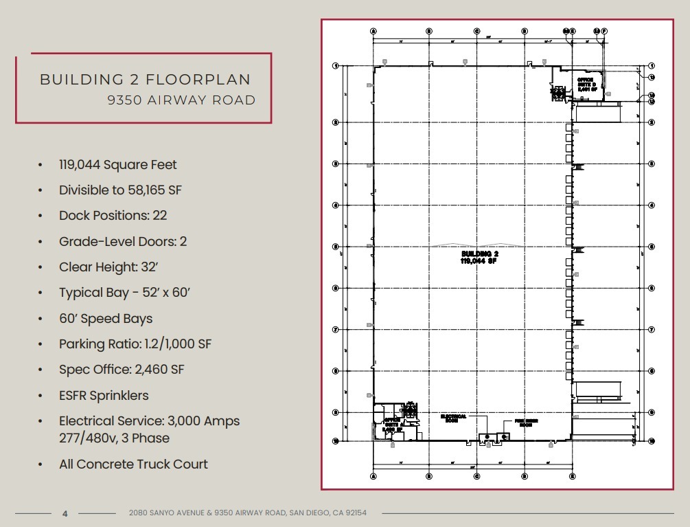 2080 Sanyo Ave, San Diego, CA à louer Plan d’étage- Image 1 de 2