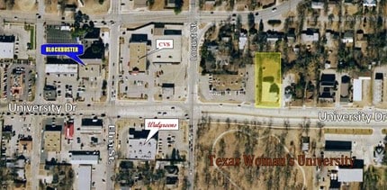 209 E University Dr, Denton, TX - Aerial  map view