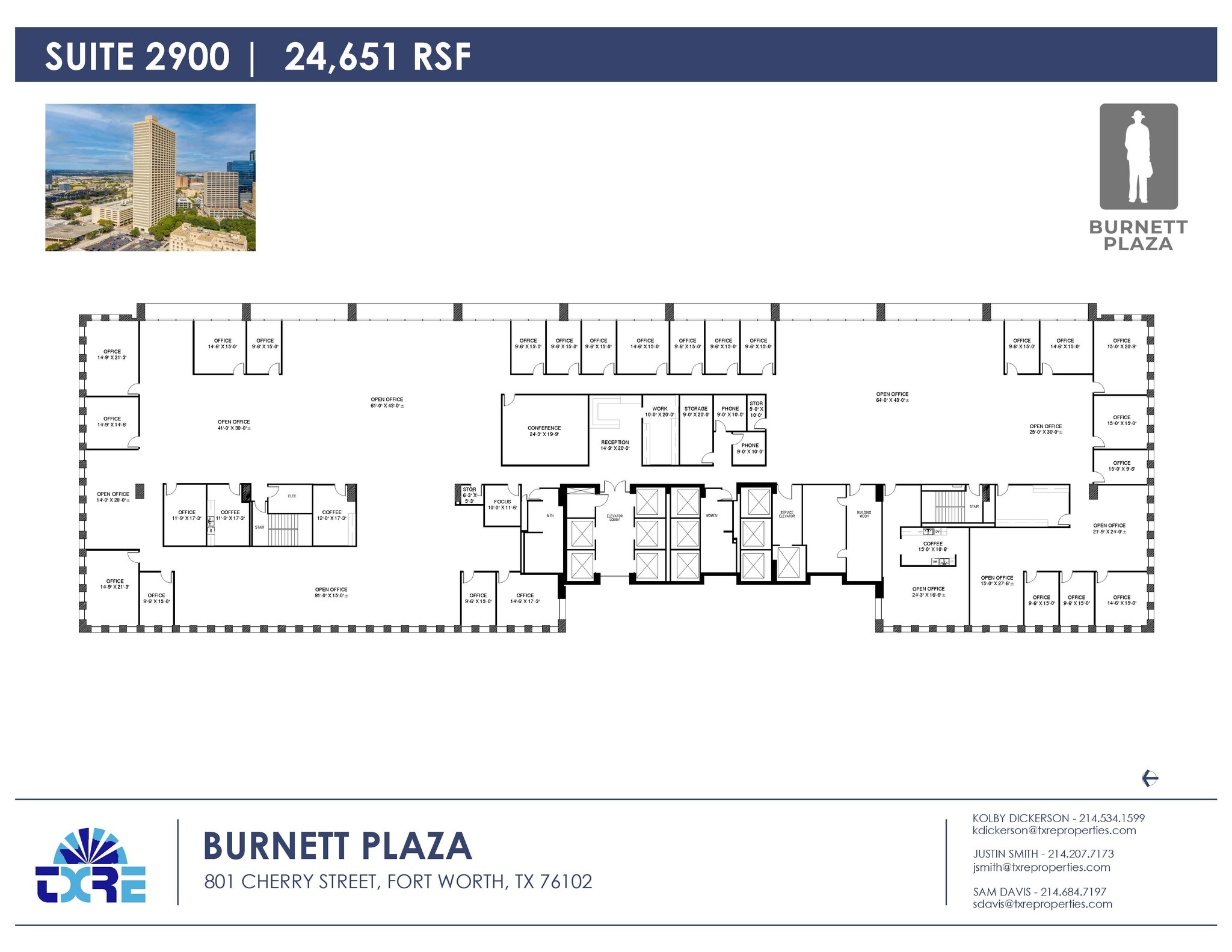 801 Cherry St, Fort Worth, TX à louer Plan d’étage- Image 1 de 1