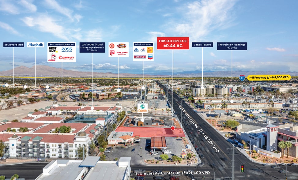 E Flamingo Rd & S University Center Dr, Las Vegas, NV à vendre - Aérien - Image 2 de 4