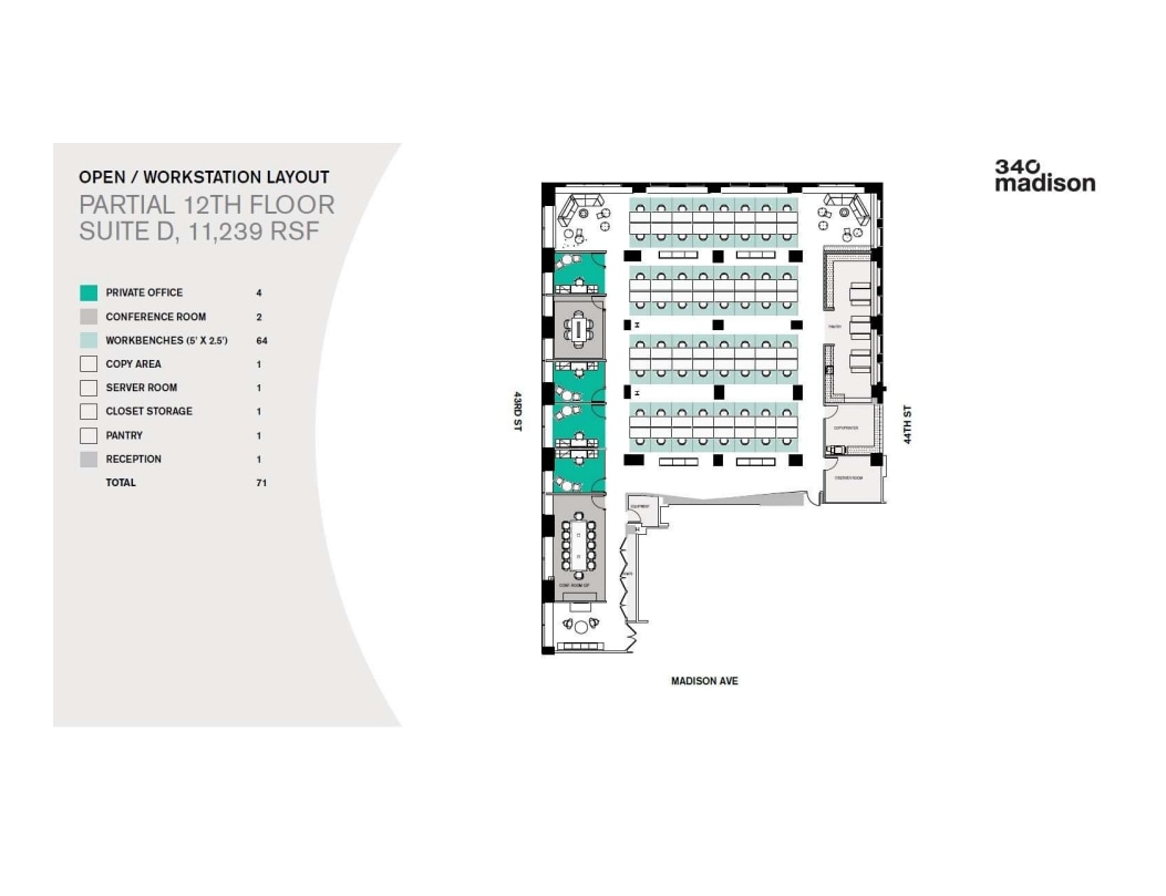 340 Madison Ave, New York, NY à louer Plan d’étage- Image 1 de 7