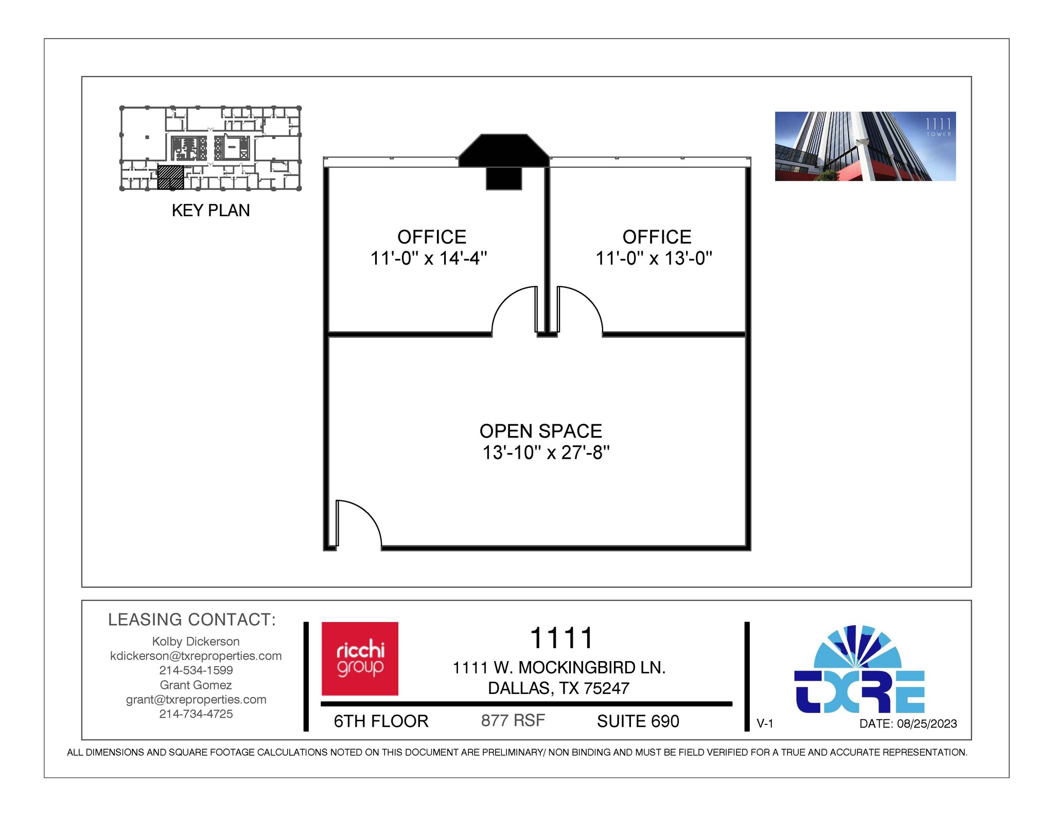 1111 W Mockingbird Ln, Dallas, TX à louer Plan d’étage- Image 1 de 1