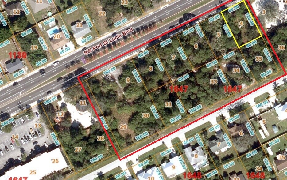 SW Port Saint Lucie Blvd 560 Feet Frontage by 250 Feet Deep, Port Saint Lucie, FL à vendre Aérien- Image 1 de 5