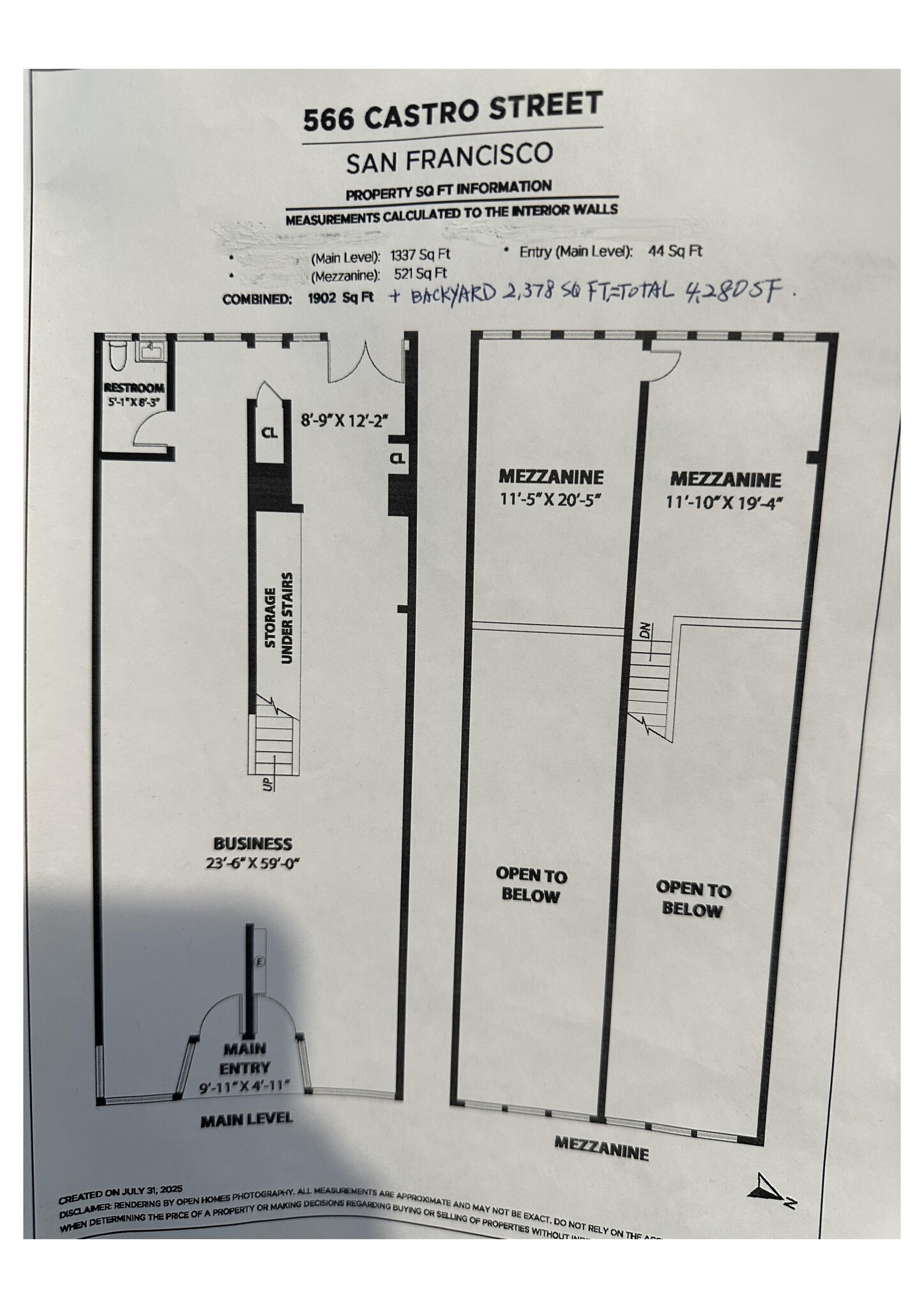 566-570 Castro St, San Francisco, CA à louer Plan de site- Image 1 de 1