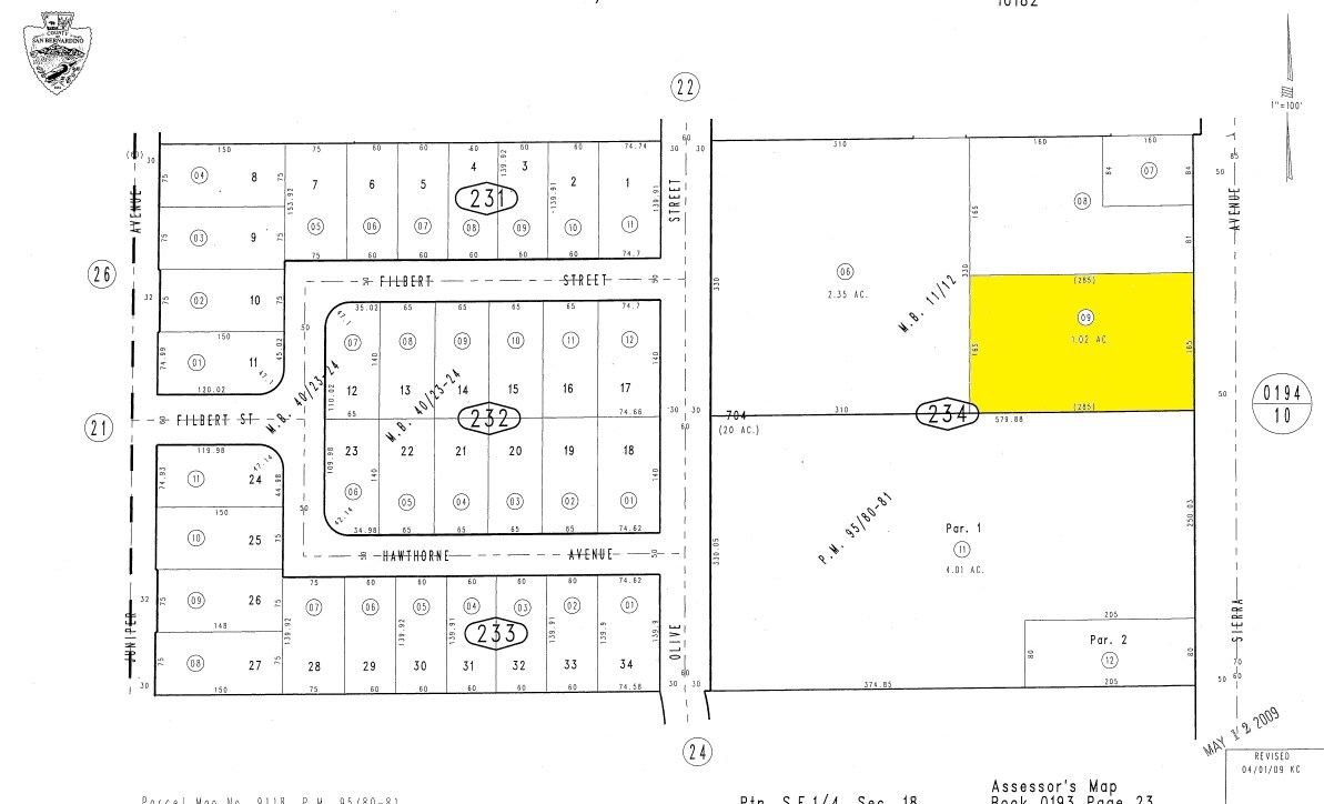 Sierra Ave & Randall Ave, Fontana, CA à vendre Plan cadastral- Image 1 de 3
