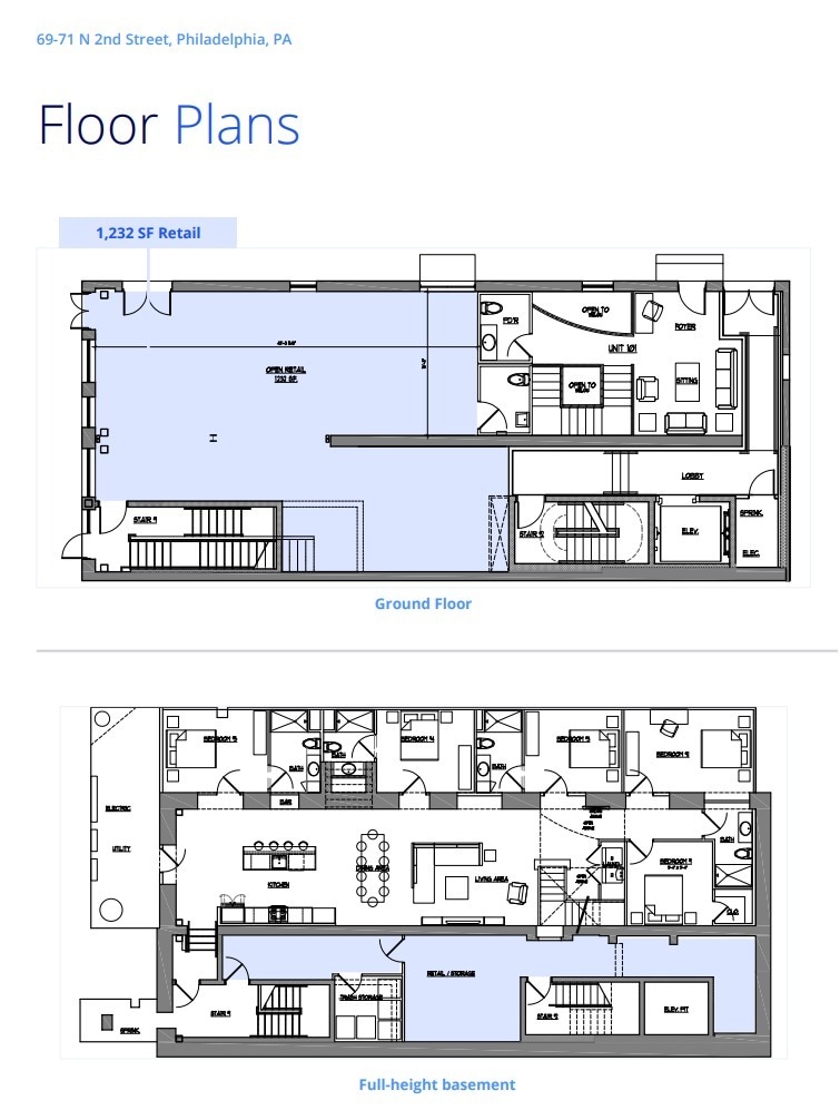 69-71 N 2nd St, Philadelphia, PA à louer Plan d’étage- Image 1 de 1