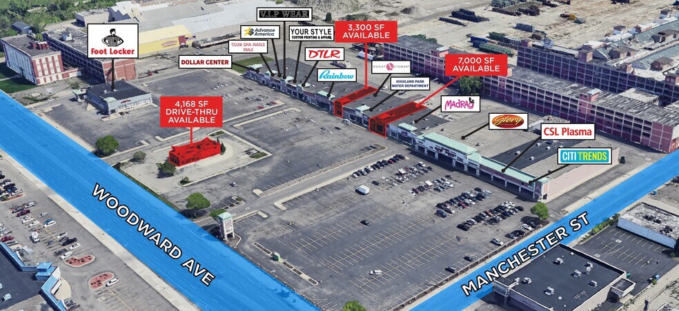 14004-14134 Woodward Ave, Highland Park, MI for lease - Aerial - Image 1 of 4