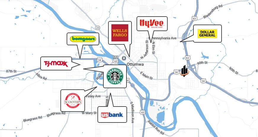 Hwy 63 and 34 Exchange hwy, Ottumwa, IA à vendre - Aérien - Image 2 de 2