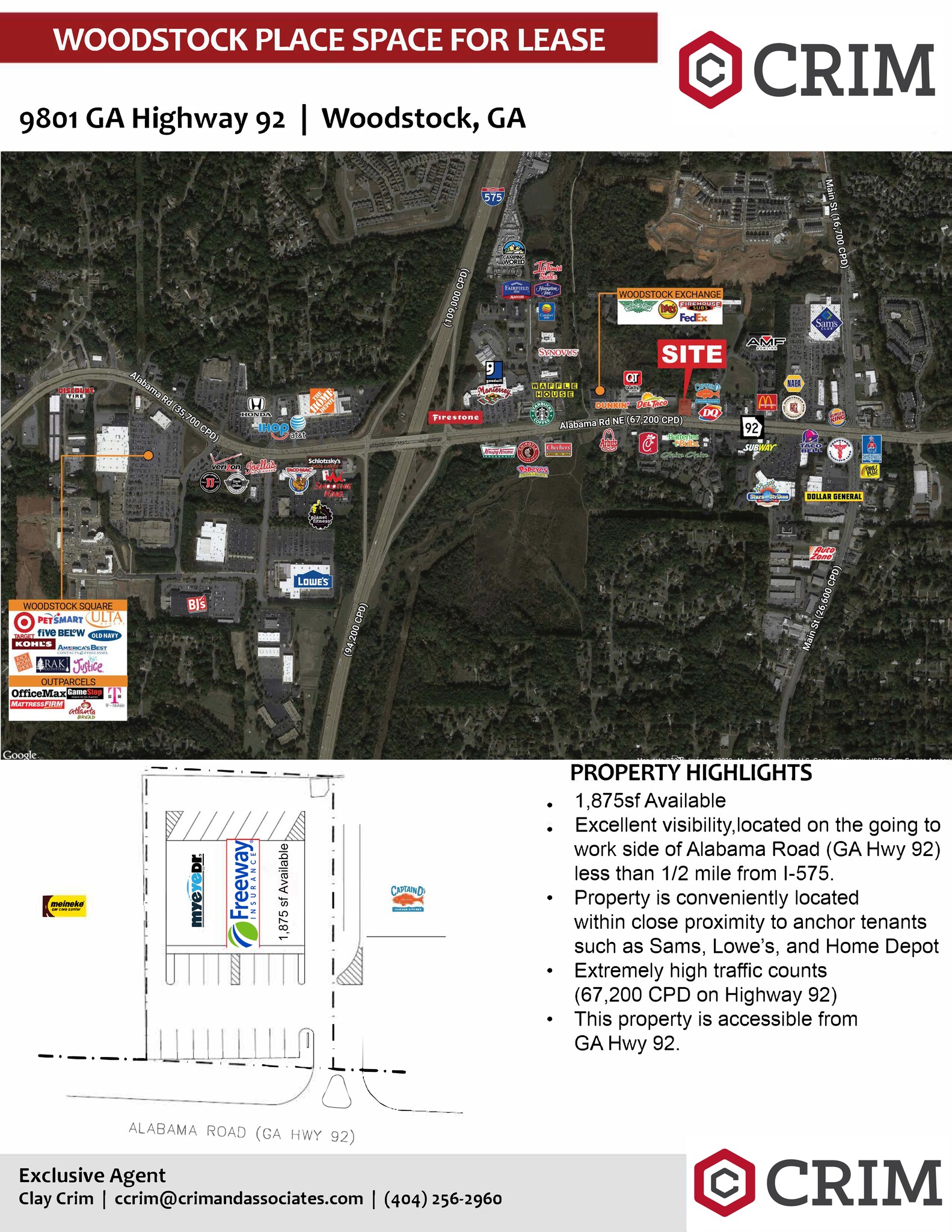 9801-9805 Highway 92, Woodstock, GA for lease Site Plan- Image 1 of 1