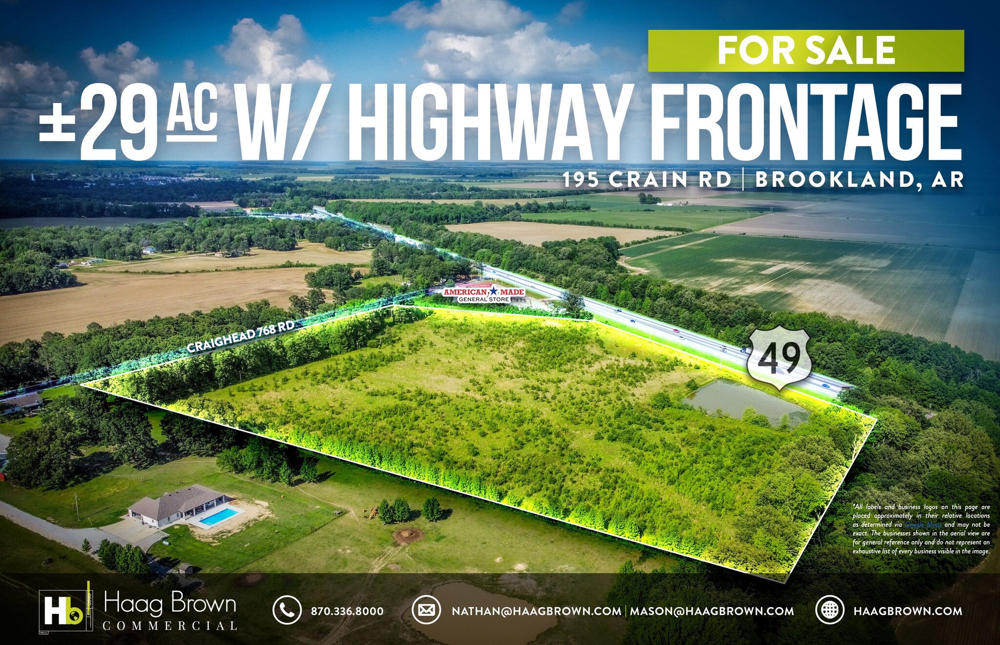 195 Crain Rd, Brookland, AR for sale Aerial- Image 1 of 2