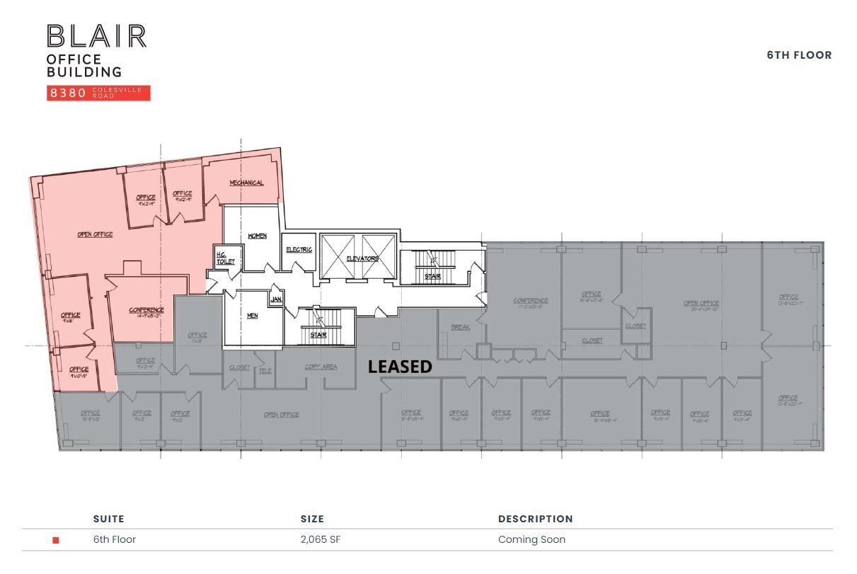 8380 Colesville Rd, Silver Spring, MD à louer Plan d  tage- Image 1 de 1