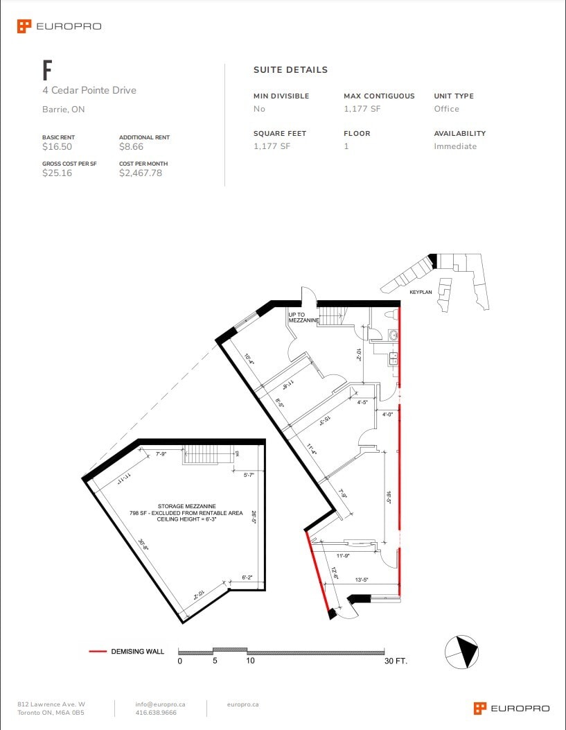 29-35 Cedar Pointe Dr, Barrie, ON à louer Plan d’étage- Image 1 de 1